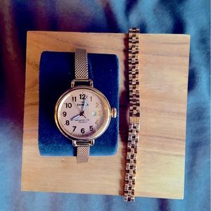 Stunning Shinola Birdy 34mm rose gold watch 2 bracelets & box!